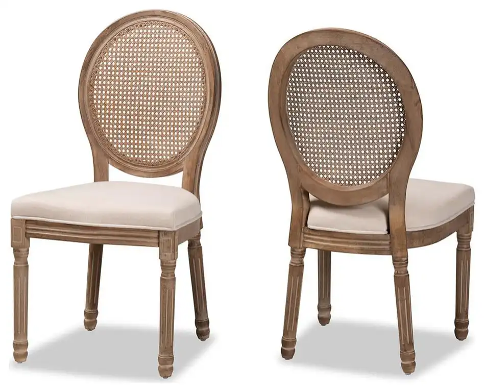 Baxton Studio Louis Traditional French Inspired Beige Fabric Upholstered and...