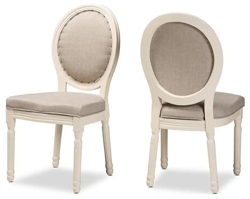 Baxton Studio Louis Traditional French Inspired Grey Fabric Upholstered and...
