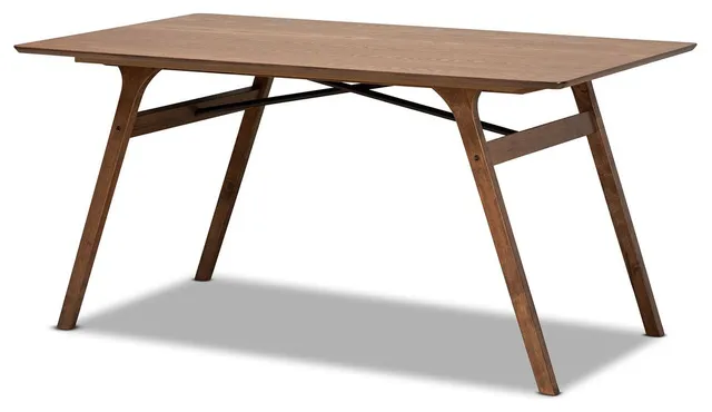 Baxton Studio Saxton Mid-Century Walnut Brown Wood Dining Table
