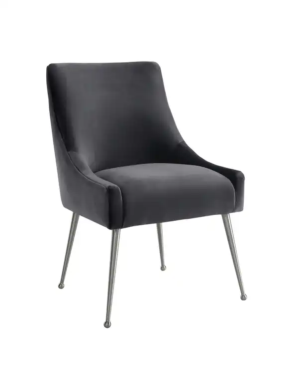 Beatrix Velvet Side Chair, Gray/Silver