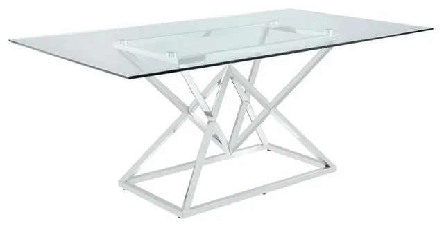 Beaufort Rectangle Glass Top Dining Table Chrome