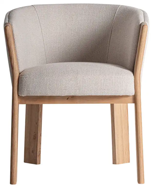 Beige Oak Curve Dining Chair, Vical Home Nara