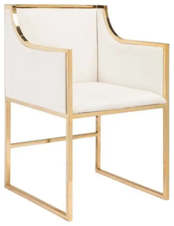 Bella Chair (set of 4 ), Gold/White Fabric