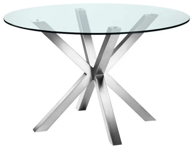 Bella Dining Table, Brushed Stainless Steel