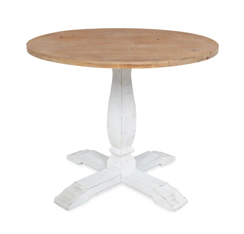 Bellmead Round Dining Table, White/Natural 36x36x30