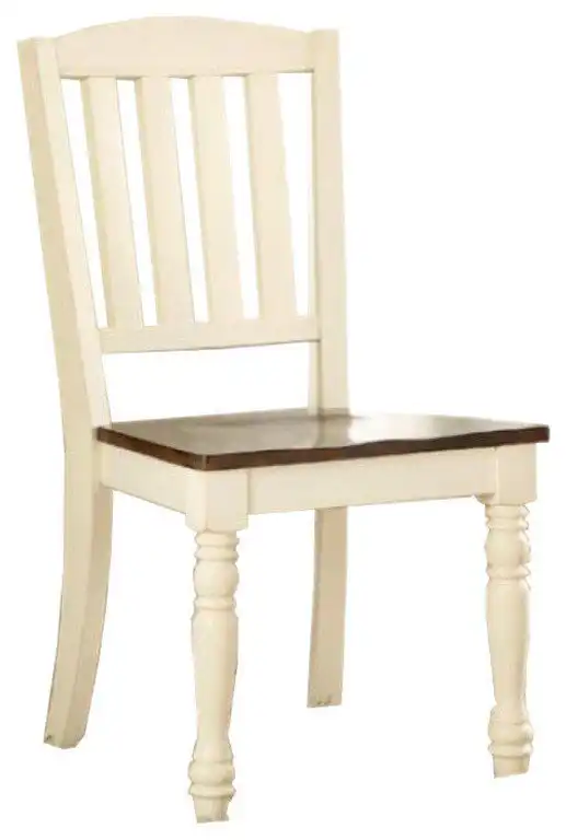 Benzara BM131213 Cottage Side Chairs, White and Cherry, Set of 2