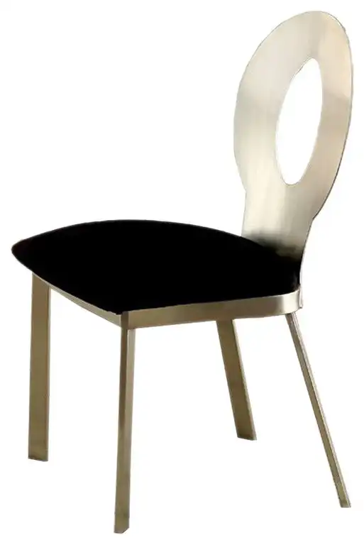 Benzara BM131327 Side Chairs With Black Micro Fabric Cushion, Set of 2