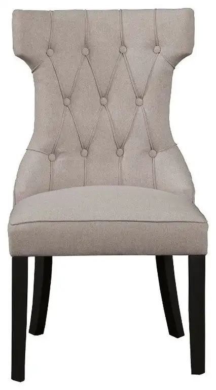 Benzara BM171969 Wooden Base Upholstered Button Tufted Side Chairs Set of 2,Gray