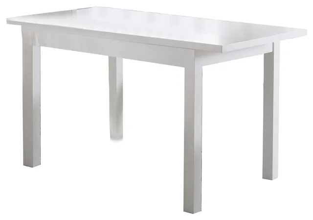 Benzara BM214728 Rectangular Wooden Dining Table with Straight Leg, Glossy White