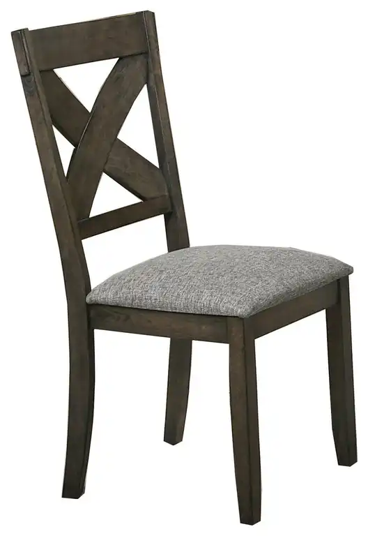 Benzara BM218003 Side Chair with Fabric Upholstered Seat, Set of 2, Brown/Gray