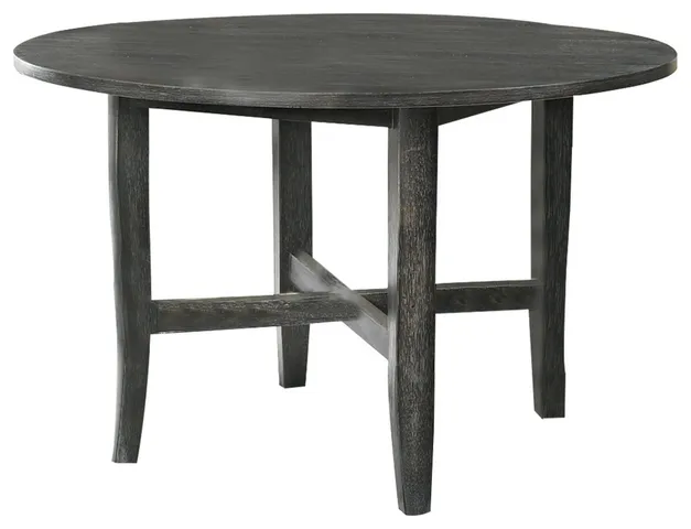 Benzara BM227713 47 Inch Farmhouse Style Round Wooden Dining Table, Rustic Gray