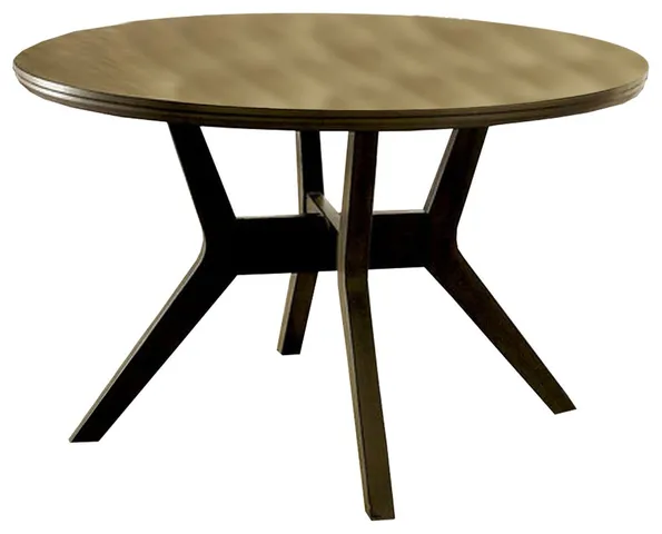 Benzara BM237128 Round Top Wooden Table With Flared Angled Legs, Brown