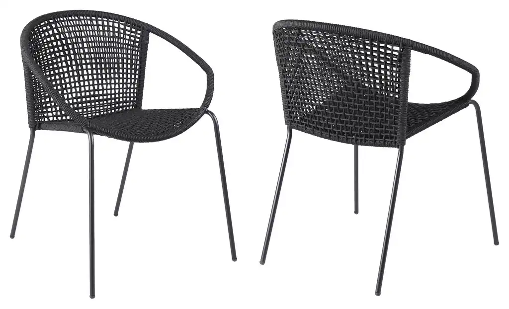Benzara BM245729 S/2 Dining Chair, Interwoven Geometric Seat and Back, Black