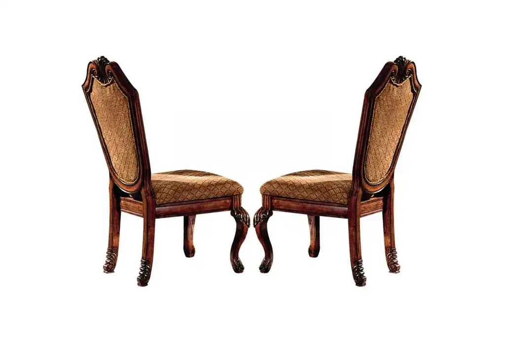 Benzara BM266508 Side Chair With Fabric Seat and Crown Top, Set of 2, Brown