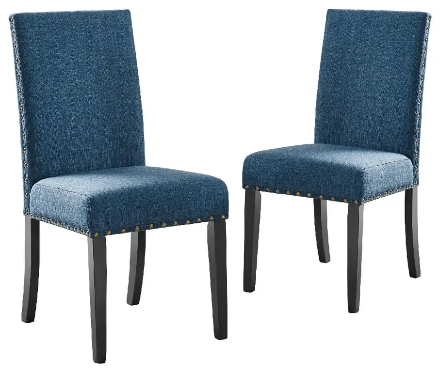 Benzara BM272079 38" Dining Chair With Nailhead Trim, Set of 2, Blue