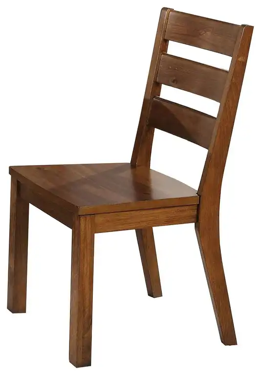 Benzara Transitional Wooden Side Chair with Ladder Back, Set of 2, Brown