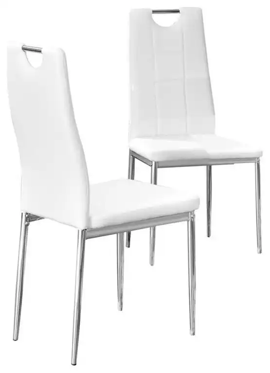 Best Master Beverly Faux Leather Upholstered Side Chair - White (Set of 2)