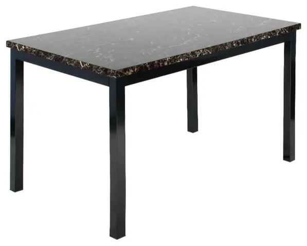 Better Home Products Milan Faux Marble Top Black Metal Dining Table