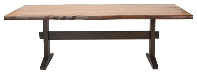 Bexley Live Edge Trestle Dining Table Natural Honey and Espresso
