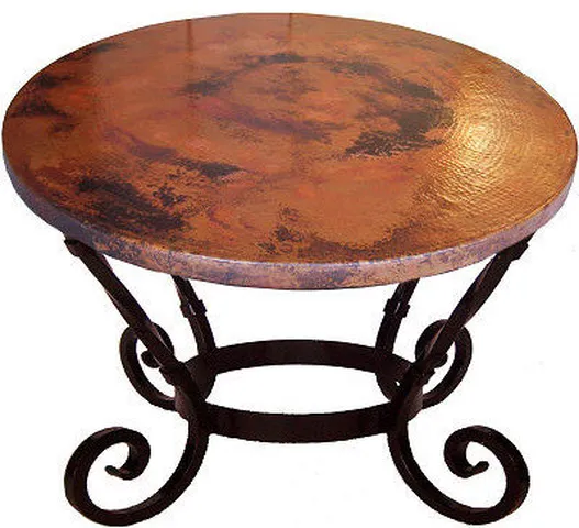 Big Round Hammered Copper Table