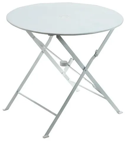 Bistro 30 Round Folding Outdoor Table - Umbrella Hole - White