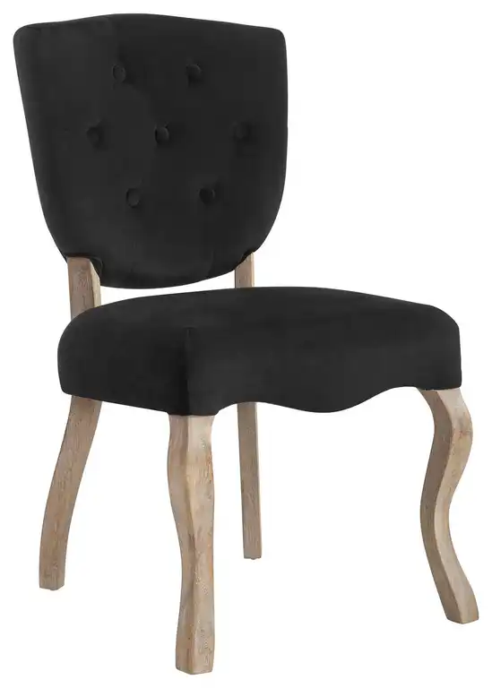 Black Array Vintage French Performance Velvet Dining Side Chair