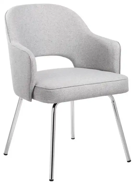 Black CaressoftPlus Modern Side to Dining Chair in Gray Linen