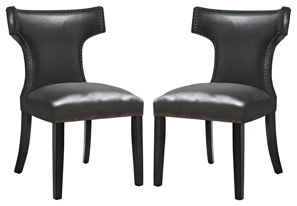 Black Curve Dining Chair Vinyl Set of 2