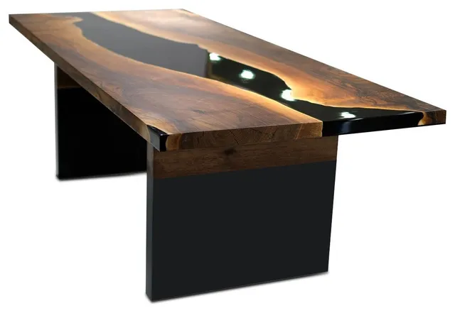 Black River Dining Table, Epoxy Resin & Wood