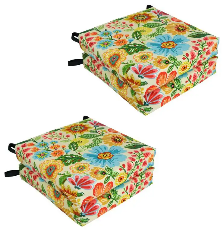 Blazing Needles Set of 4 Outdoor Chair Cushions, Gregoire Chamomile