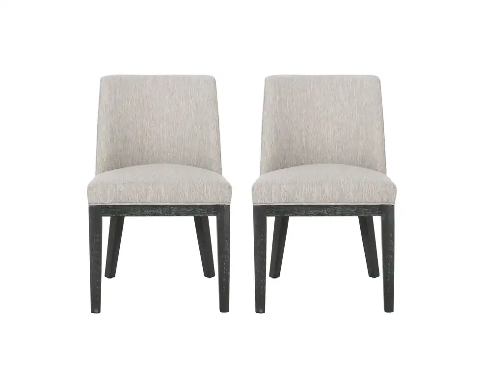 Boise Contemporary Fabric Upholstered Wood Dining Chairs, Set of 2, Light Gray/Weathered Gray