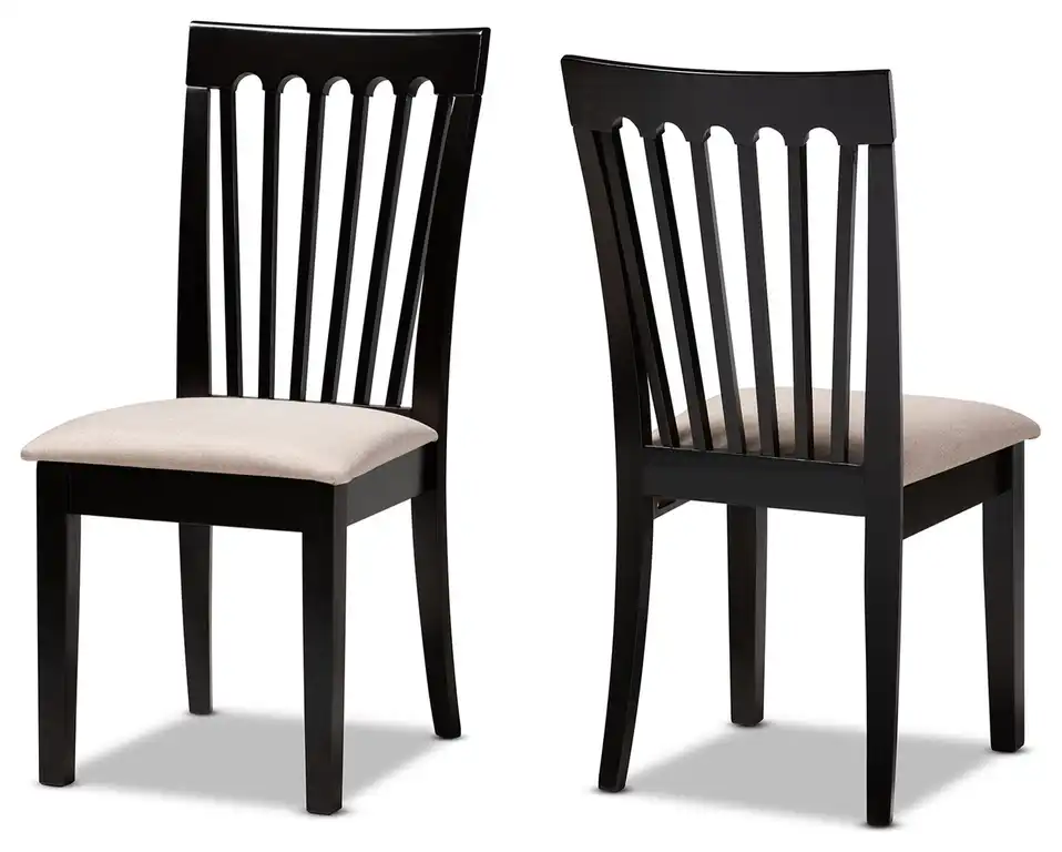 Bosvenna Espresso Brown and Beige 2-Piece Traditional Dining Chair Set