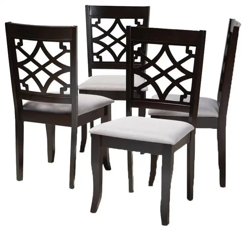 Bowery Hill 17.9" Modern Oak Wood Dining Chair in Gray/Espresso (Set of 4)