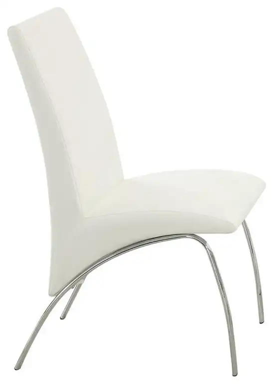 Bowery Hill 19" Faux Leather Dining Side Chair in White-Chrome