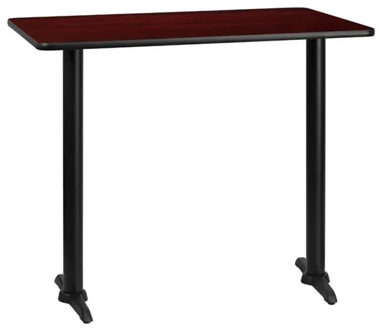 Bowery Hill 30" x 48" Restarant Bar Table in Black and Mahogany