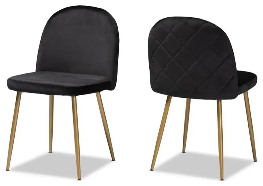 Bowery Hill Black and Gold Finished Metal 2-Piece Dining Chair Set