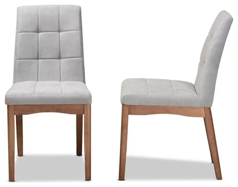 Bowery Hill Light Grey and Brown Finished Wood 2-Piece Dining Chair Set