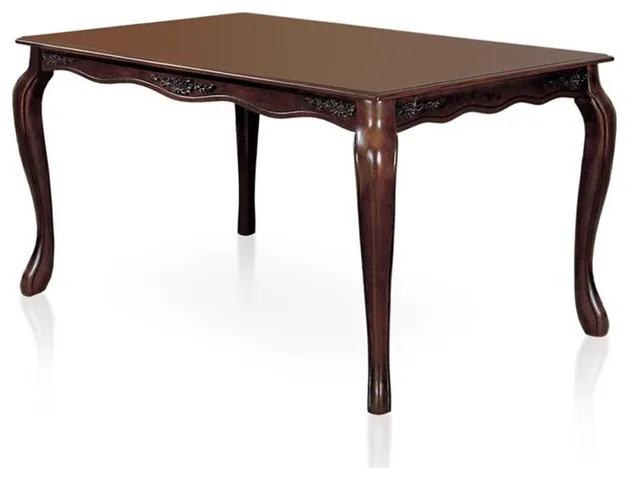 Bowery Hill Transitional Wood Carved Dining Table in Dark Walnut