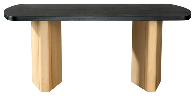 Bradley Rectangular Dining Table for 6, Black and Oak