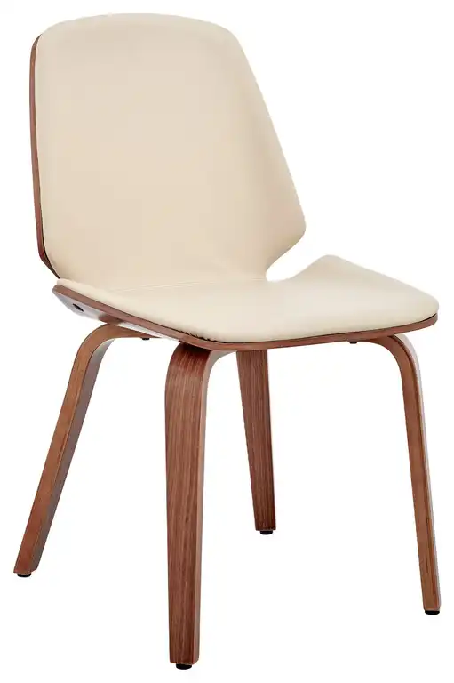 Brinley Cream Faux Leather and Walnut Wood Dining Room Accent Chair