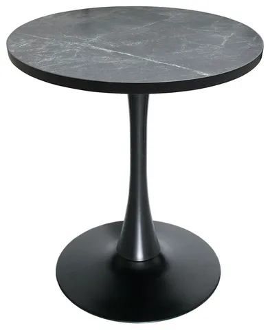 Bristol Dining table, Black Base with 27 Round Marbleized Black MDF top