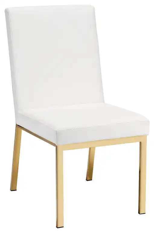 Brook Side Chair, Set of 2, White, Gold Polished Stainless Steel