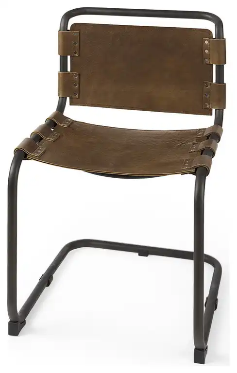 Brown And Black Leather Side chair