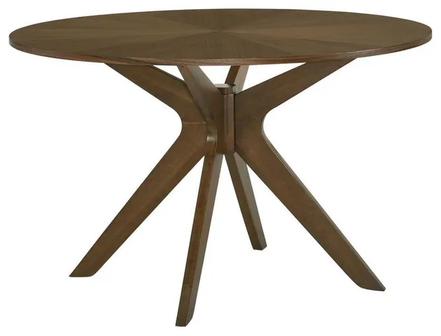 Brown Rubberwood Standard Height Dining Table