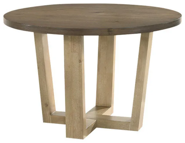 Brutus Vintage Walnut 47" Wide Round Dining Table With Wheat Colored Base