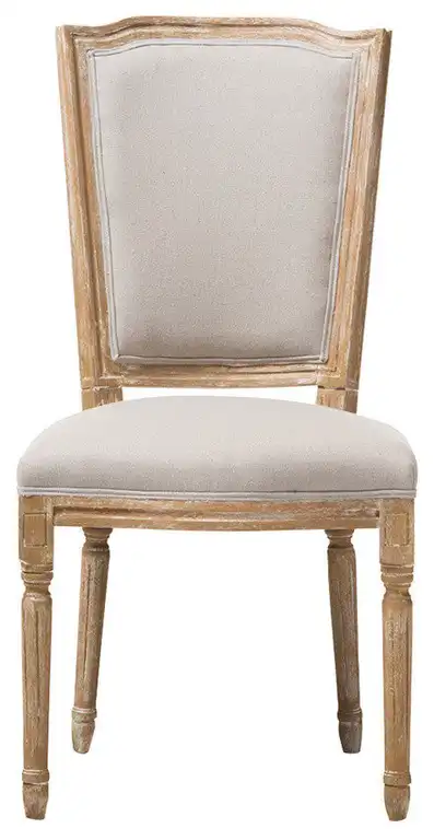 Cadencia French Cottage Weathered Oak and Beige Dining Side Chair