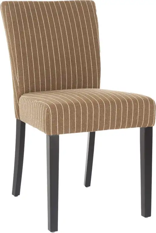 Camille KD Dining Chairs, Set of 2, Brown Cream Stripe