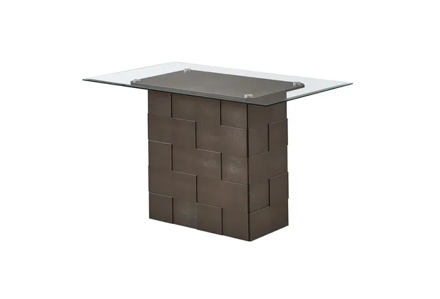 Caputo 59" Rectangle Counter Height Dining Table, Gray Wood and Tempered Glass