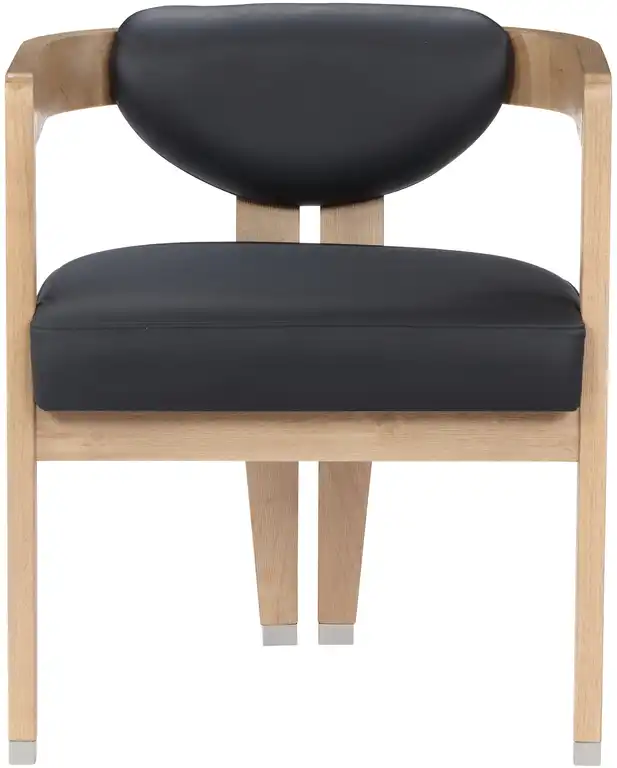 Carlyle Faux Leather Upholstered Dining Chair, Black, Natural Finish