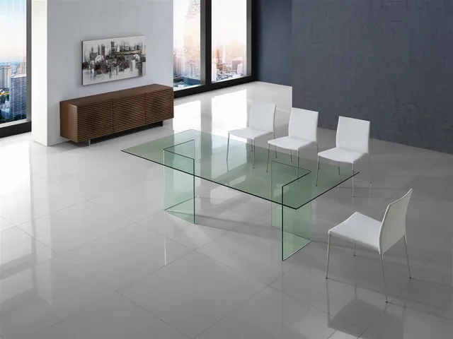 Casabianca Home Miami Clear Glass Dining Table